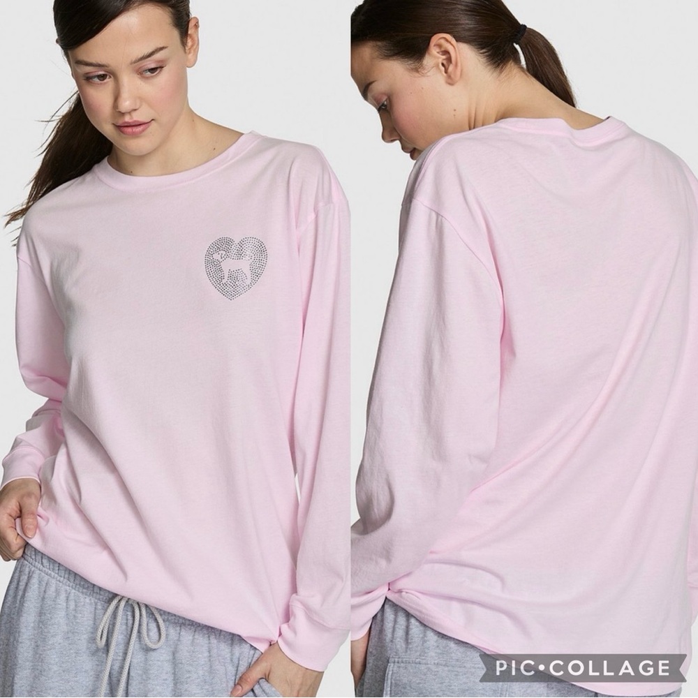 PINK Victoria's Secret Light Pink Long Sleeve Tee - Picture 1 of 1